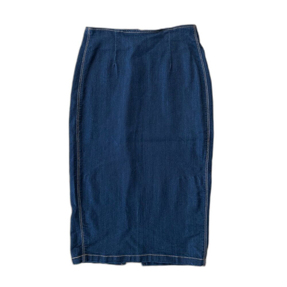 Vibrant MIU Dark Wash Denim Pencil Skirt Western Style Size M Festival Wear